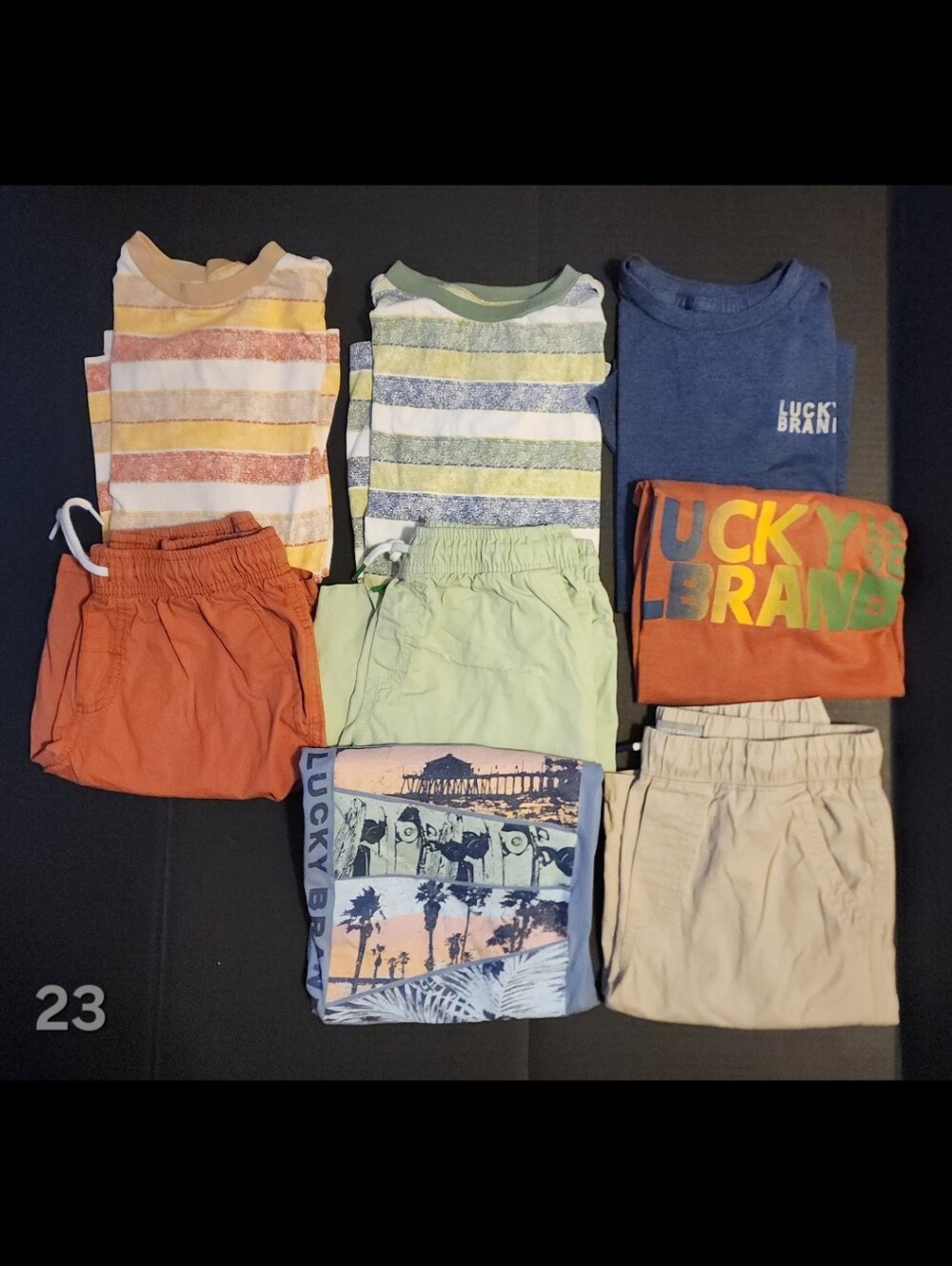 Boys Lucky Brand Short Sleeve T-Shirt/Shorts Lot of 8 (Size 10-12)